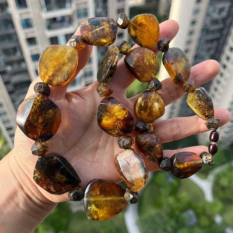 Big New Natural Amber Necklace for Gift European Baltic Original Beads Gogerous 100% Original Real Jewelry Supplier Wholesale