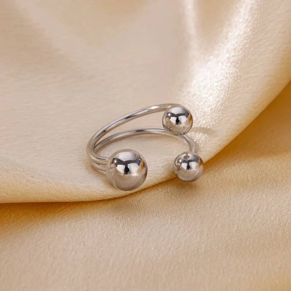 Stainless Steel Creative Geometry Rings For Women Men Opening Smooth Ring Wedding Exquisite Jewelry Gift 2024
