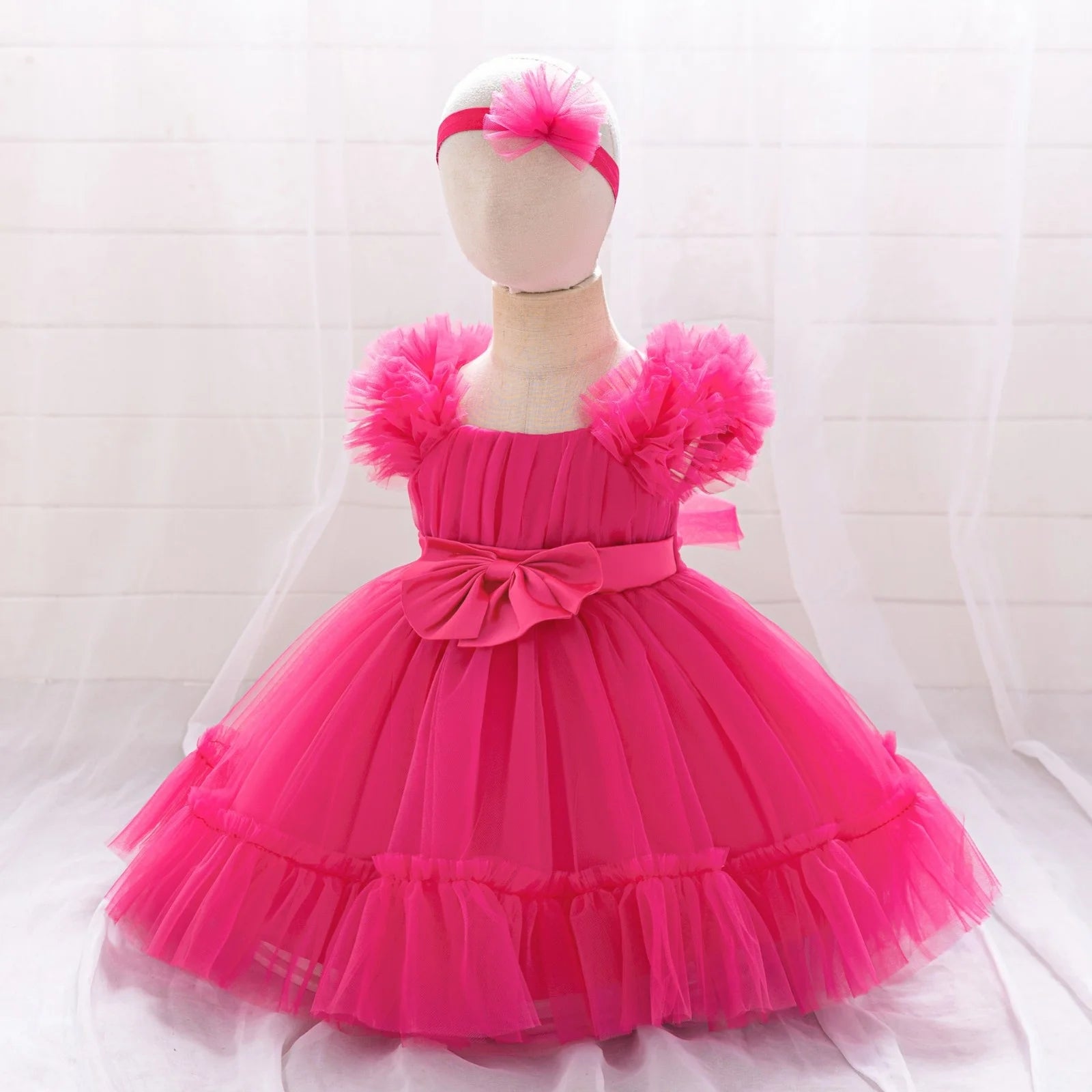 Toddler Party Baby Girls Dresses Baptism Bridesmaids Costume Infants 1st Birthday Bow Princess Dress Baby Wedding Christmas Gown