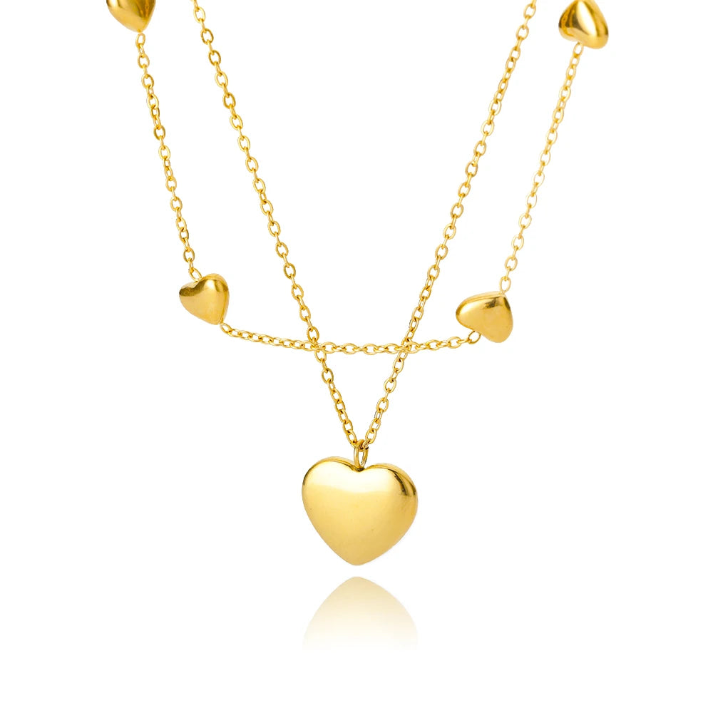 Stainless Steel Love Heart Necklace For Women 2025 New Trendy Lip Chain Simple Pendant Necklace Jewelry free shipping