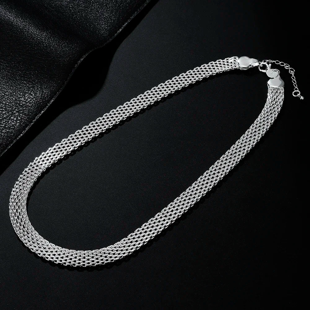 Wholesale hot 925 Silver Plated 1cm width chain Necklace for women jewelry fashion designer wedding engagement 18inch
