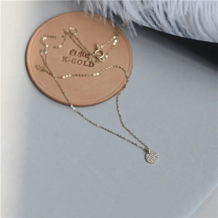 925 sterling silver plated 14K gold necklace light luxury versatile exquisite full small round brand clavicle chain for women
