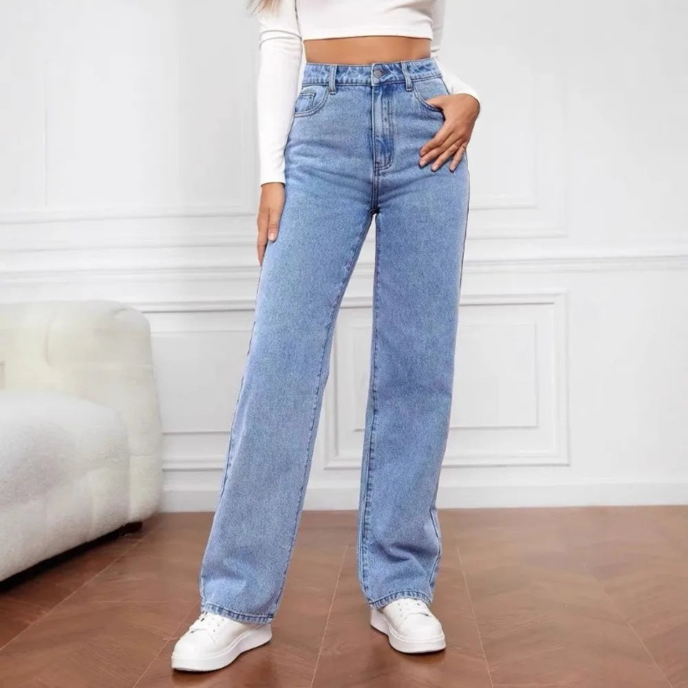 Explosions New European and American Ladies Jeans Women's High Waist Slim Straight Jeans