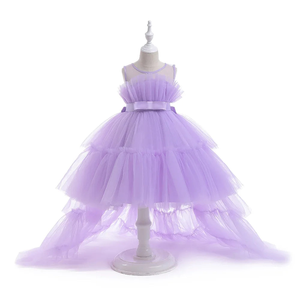 Kid's Party Formal Evening Dresses Elegant Party Dresses For Girls Dresses With Trailing Detachable Princess Dress