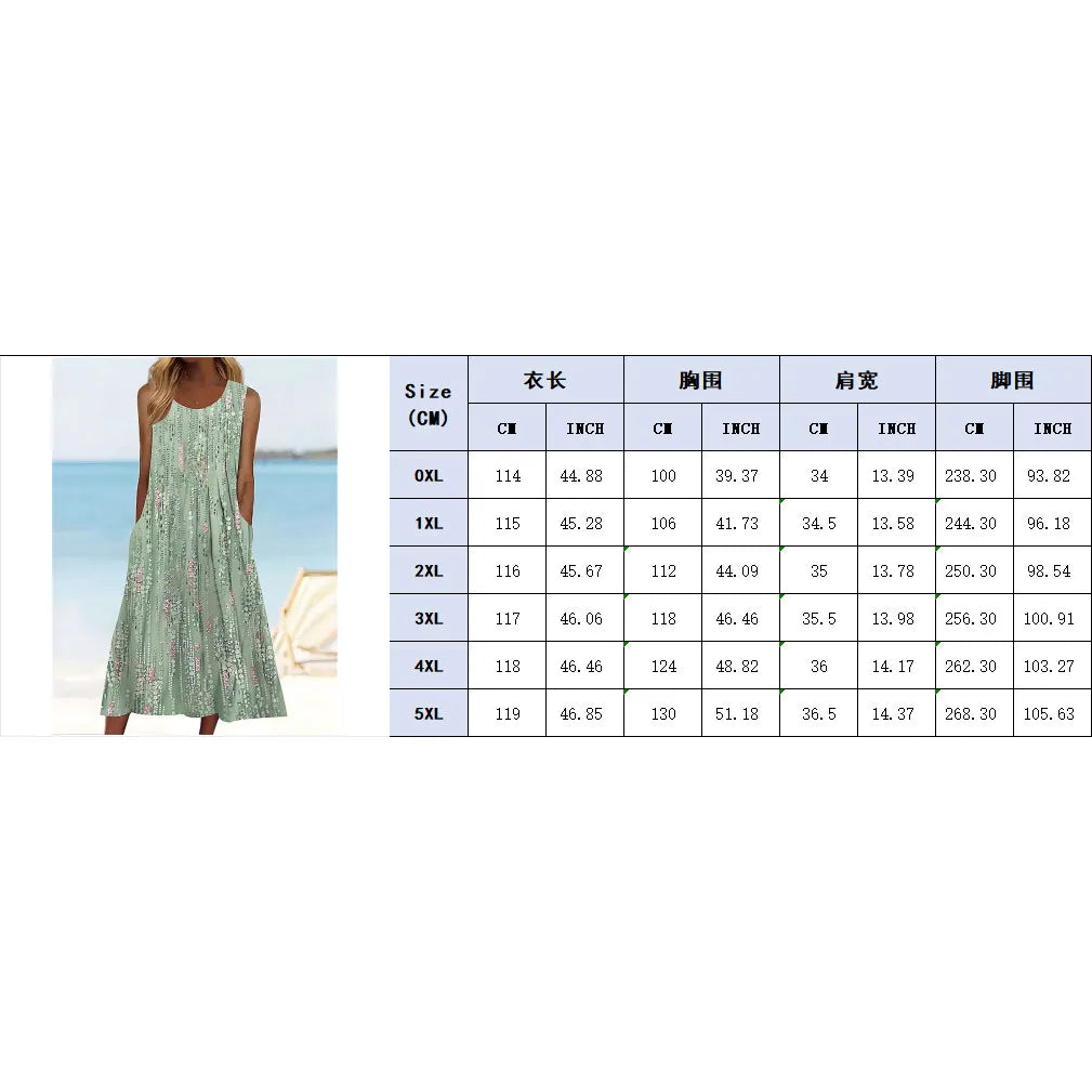 2025 Women's PLUS SIZE Summer Sleeveless Print Casual Dress for Holiday Women Clothing  Maxi Dress  White Dress summer dress