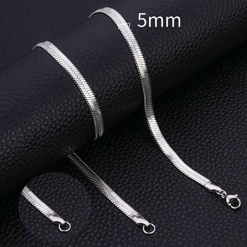 HIYEE Fashion Stainless Steel Necklace 40-45-50-60CM Blade Snake Glod Bone Chain Men's & Women's Jewelry Gifts Party And Wedding