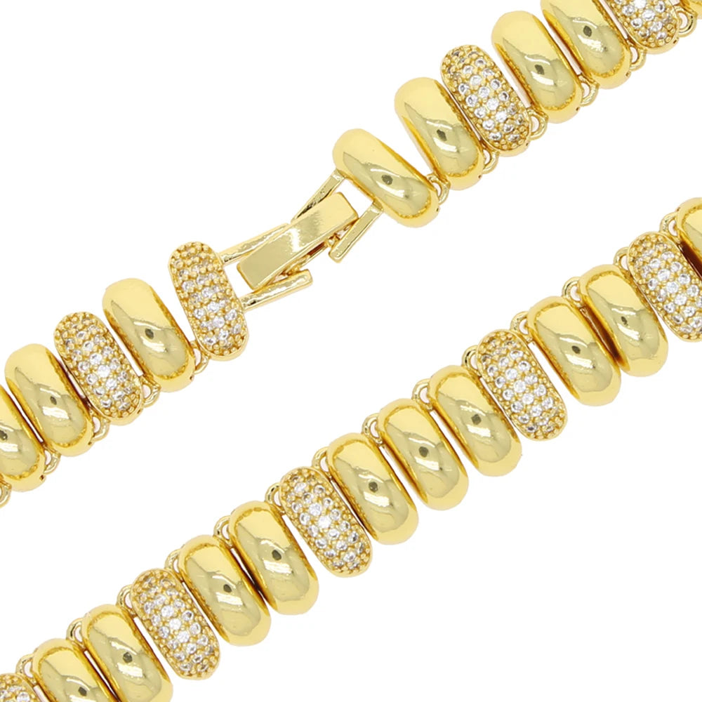 Iced Out Snake Chain Herringbone Necklace Women 10MM High Polished Plain CZ Choker European Female Fashion Jewelry