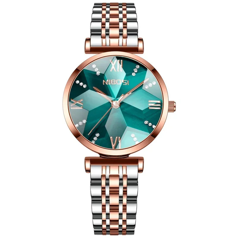 NIBOSI Women Watches Analog Rose Gold Women's Watch for Girls Diamond Studded with Stylish Watches Waterproof Relogio Feminino