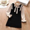 2025 Autumn winter Teenagers Girls Kids bowtie Knit Sweater Dresses Princess clothes new year christmas 4 5 6 7 8 9 10 11 year