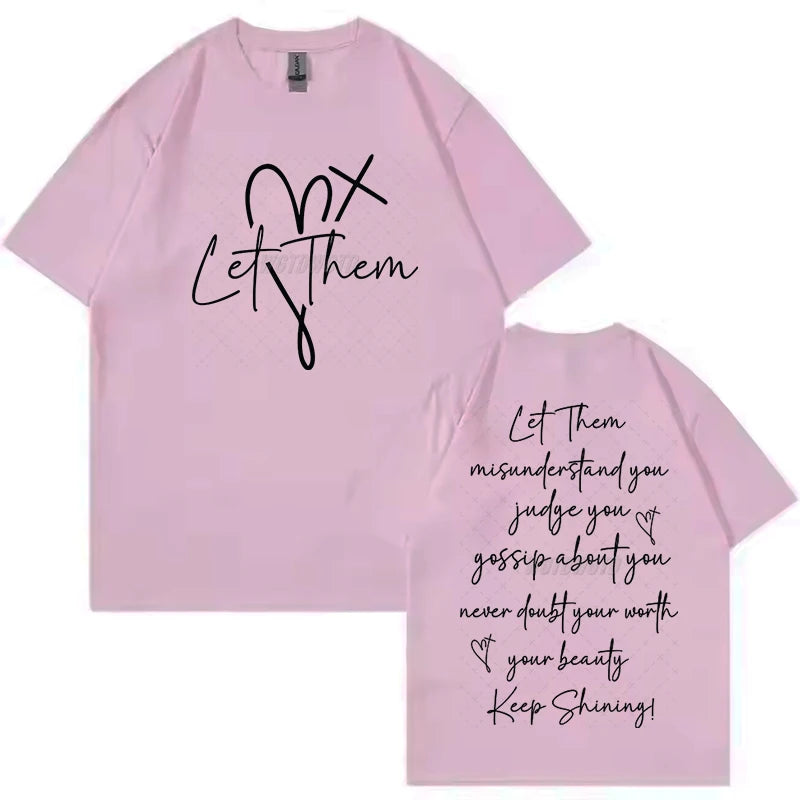 Women's Clothing Let Them Inspirational Quotes Graphic T Shirts Letter Print Fashion Summer Clothes Let Them Positive Quotes Top
