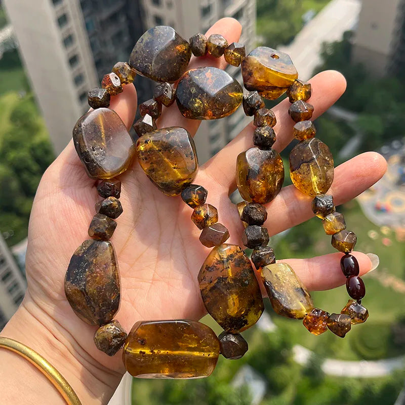 Big New Natural Amber Necklace for Gift European Baltic Original Beads Gogerous 100% Original Real Jewelry Supplier Wholesale