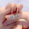 2025 New Original Round Water Drop Crystal High Jewelry Set Fashion Dazzling Women's Bracelet Earring Necklace Ring Wedding Gift