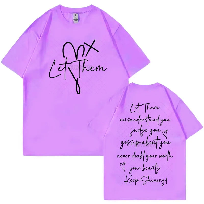 Women's Clothing Let Them Inspirational Quotes Graphic T Shirts Letter Print Fashion Summer Clothes Let Them Positive Quotes Top