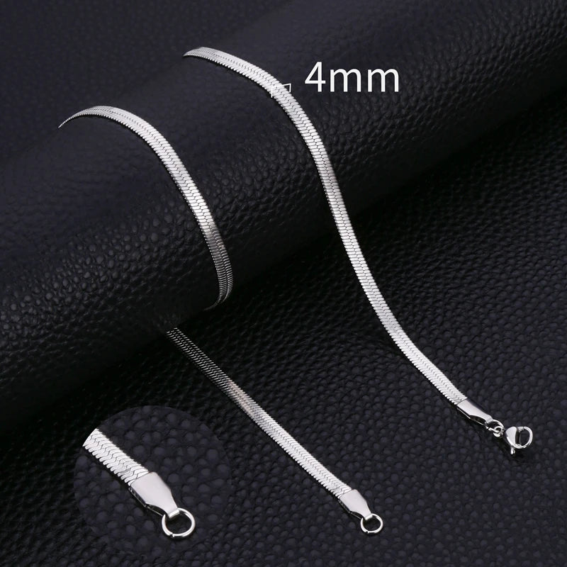 HIYEE Fashion Stainless Steel Necklace 40-45-50-60CM Blade Snake Glod Bone Chain Men's & Women's Jewelry Gifts Party And Wedding