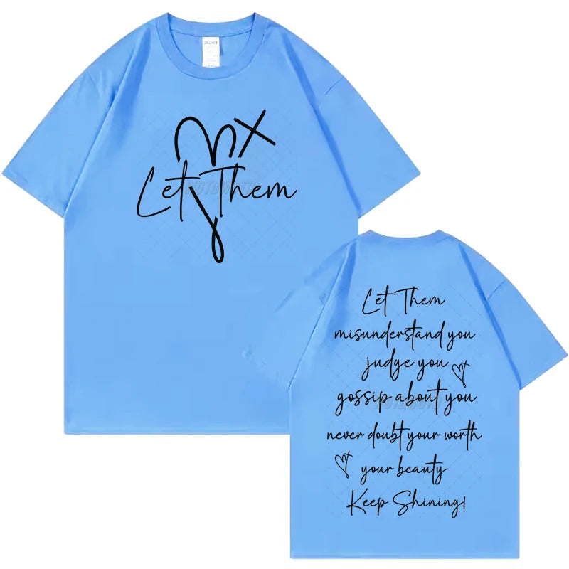 Women's Clothing Let Them Inspirational Quotes Graphic T Shirts Letter Print Fashion Summer Clothes Let Them Positive Quotes Top