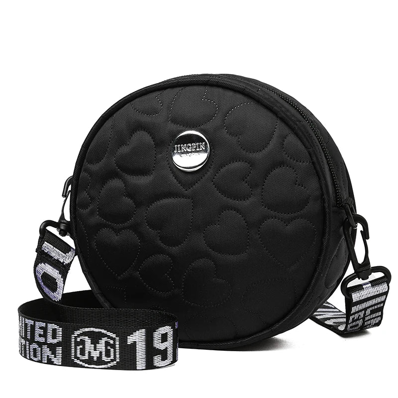 Men's and Women's New Single-Shoulder Crossbody Bags - Fashionable and Versatile Pure Color Heart-Shaped Print Casual Bags