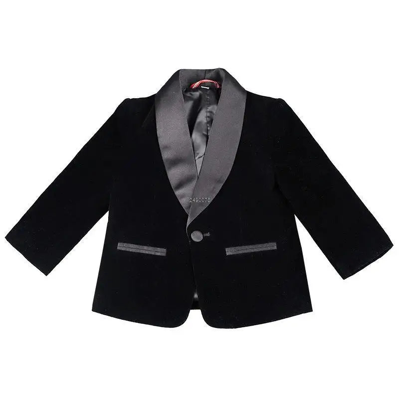 Kids 1 Year Birthday Dress Baby Boys Purple Velvet Blazer Jacket Pants Photograph Suit Children Wedding Performance Evening Wear