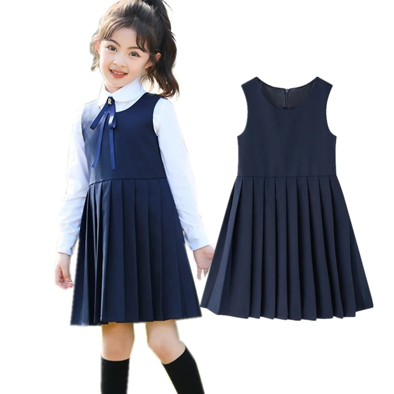 Preppy Young Girls Blazer Dress For Child School Occasion Costumes Elegant Girls Suit Formal Pleated Dress 4 5 6 8 9 10 11 12 14