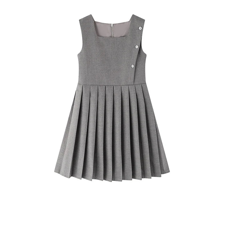 Preppy Young Girls Blazer Dress For Child School Occasion Costumes Elegant Girls Suit Formal Pleated Dress 4 5 6 8 9 10 11 12 14