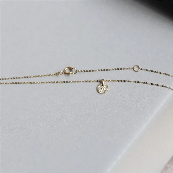 925 sterling silver plated 14K gold necklace light luxury versatile exquisite full small round brand clavicle chain for women