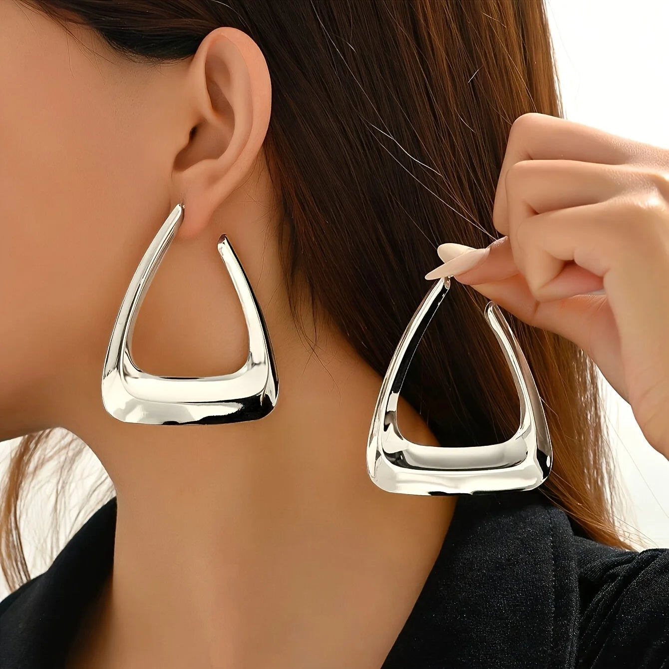 Exaggerated Irregular Geometric Hoop Earrings Fashion Simple Versatile Perfect Women's Daily Parties Dates Wearing Earrings