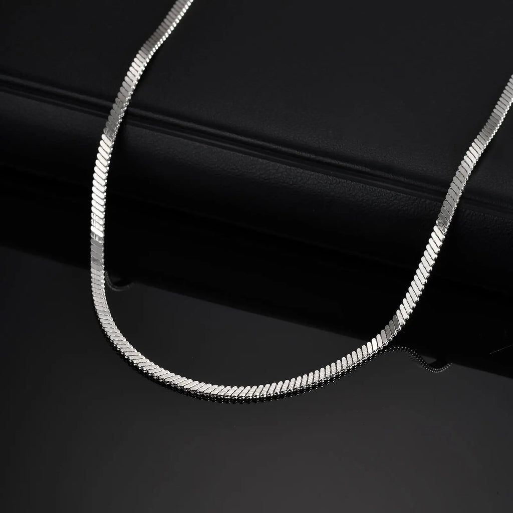 3MM Flat Snake Chain Necklace for Men Boys,Thin Stainless Steel Blade Chain Collar,Hiphop Casual Jewelry Gift