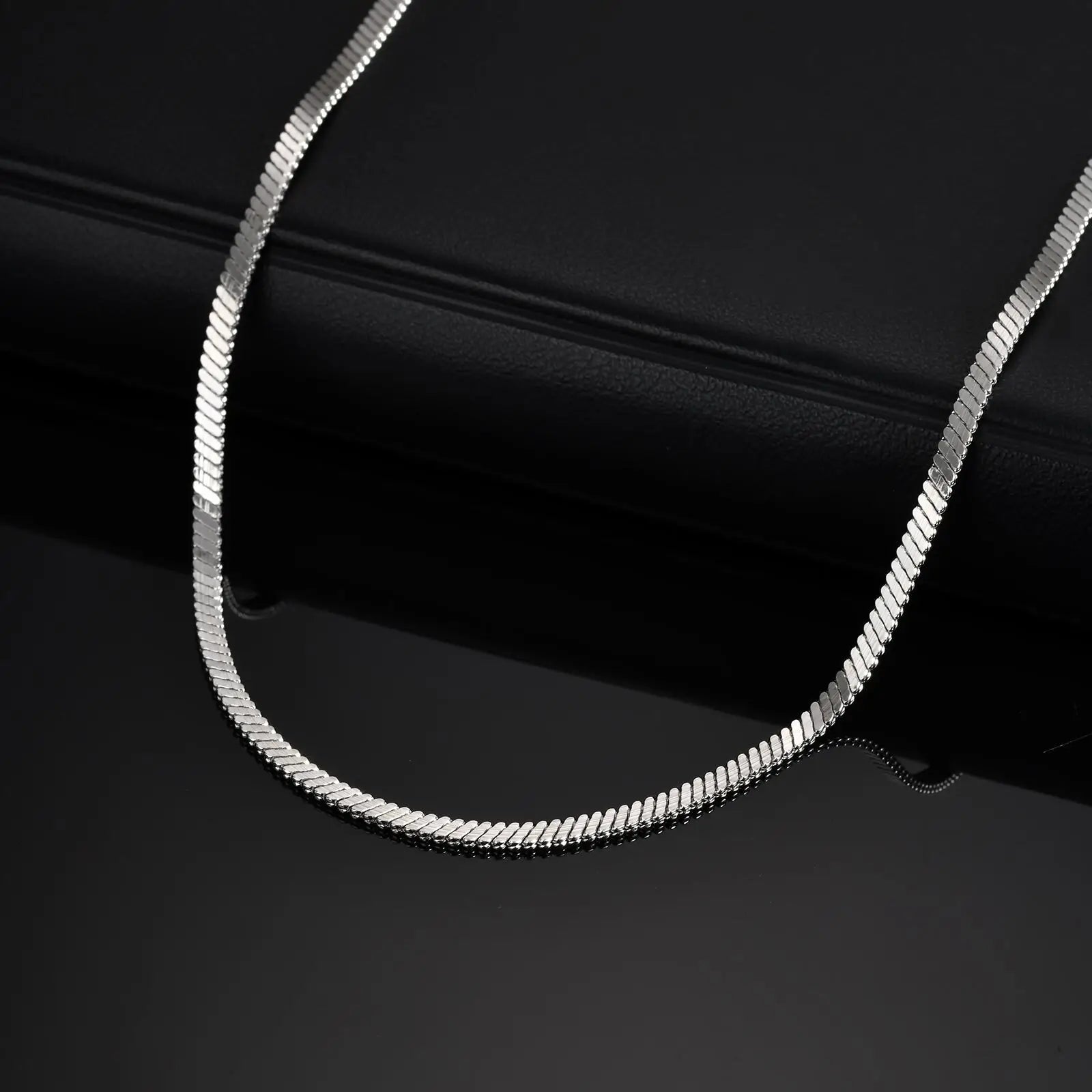 3MM Flat Snake Chain Necklace for Men Boys,Thin Stainless Steel Blade Chain Collar,Hiphop Casual Jewelry Gift