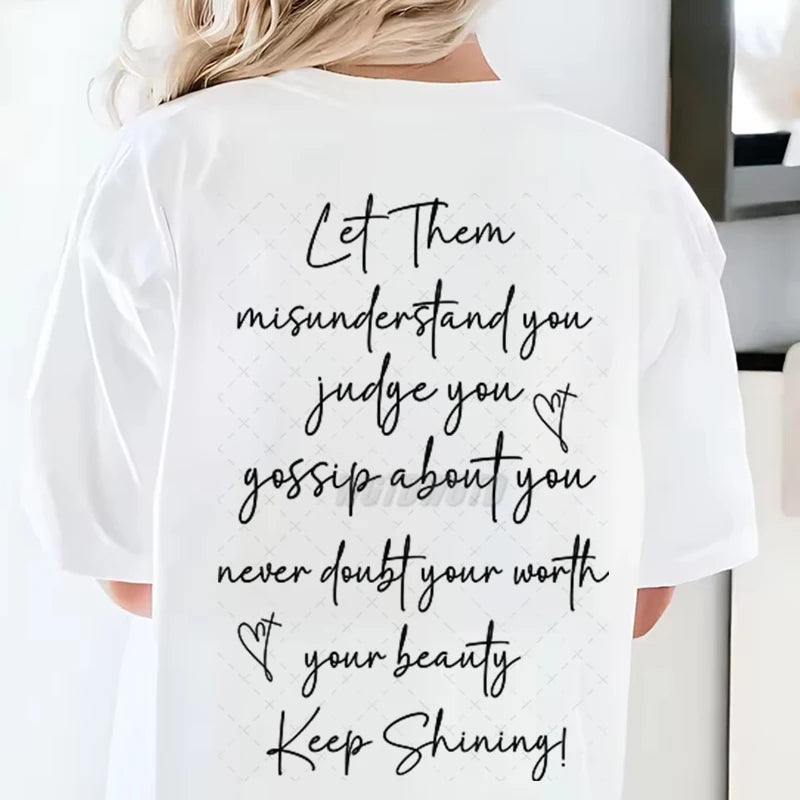 Women's Clothing Let Them Inspirational Quotes Graphic T Shirts Letter Print Fashion Summer Clothes Let Them Positive Quotes Top