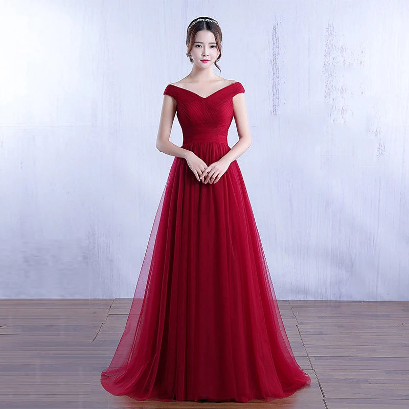 Elegant Evening Dresses Off Shoulder Tulle Maxi Dress Prom Gown Party Dresses Formal Dress Vestidos de noche