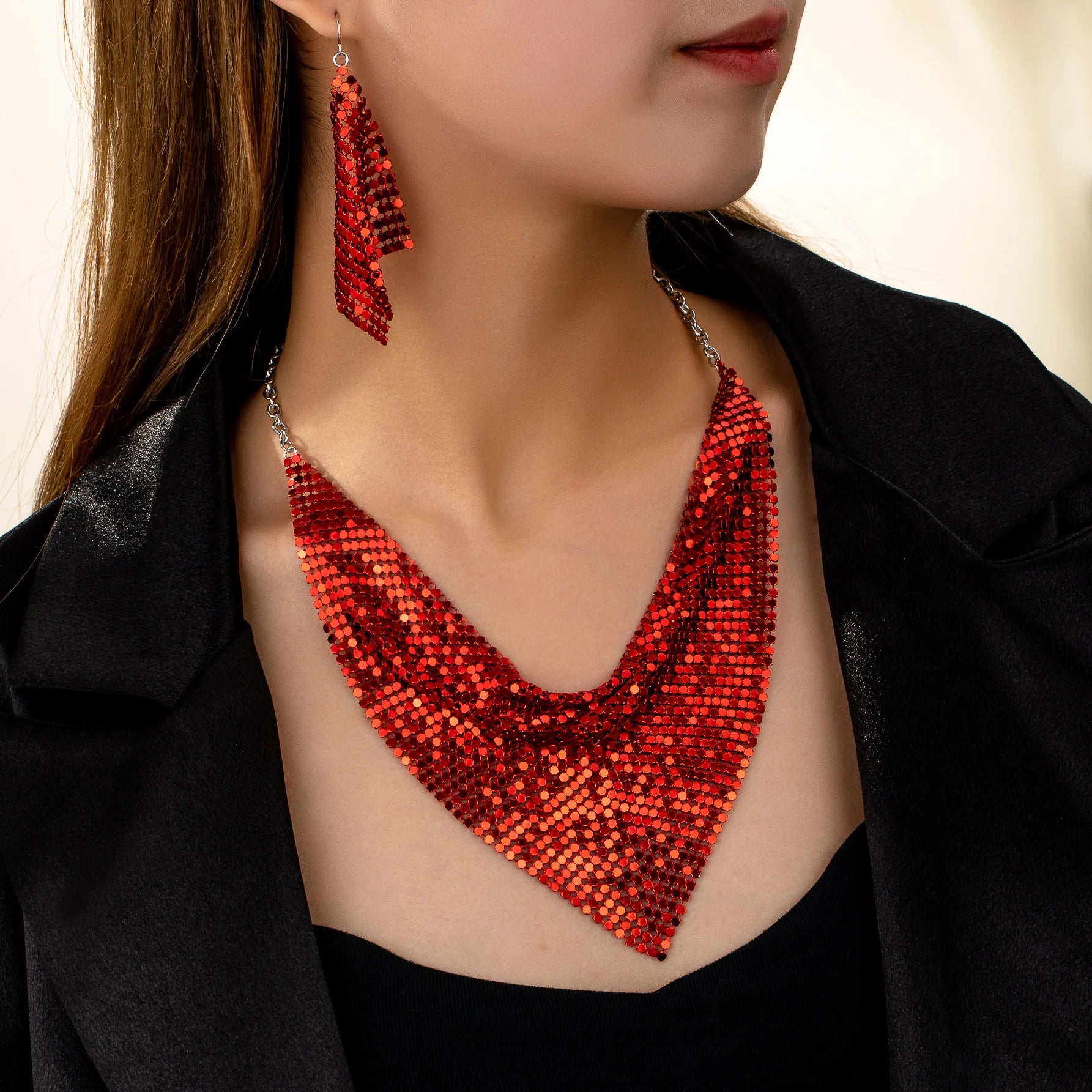 Multiple Colored Snakeskin Chain Necklace Earring Set Women Girls Gifts Fashion Jewelry Hot Sale Party Gift 2025 New Style