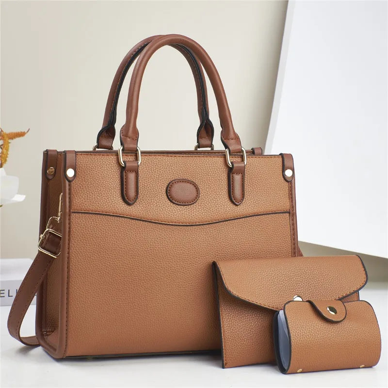 Brand 3 Piece Set Women's Bags 2024 New Large Capacity Tote Bag High Quality Leather Women Handbag Luxury Designer Shoulder Bag