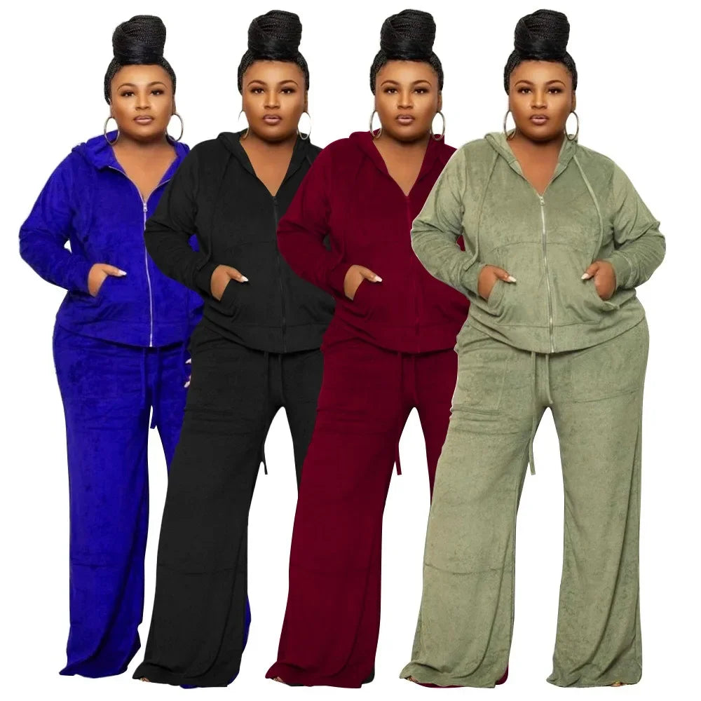 L-4XL african women high quality clothing sweatsuit plus size two piece sets casual loose pant suits dropshipping wholesale