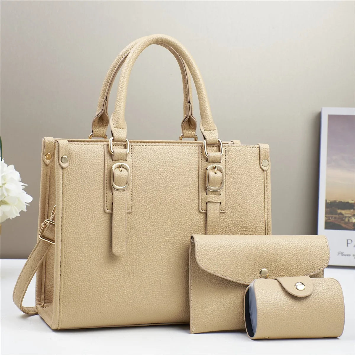 Brand 3 Piece Set Women's Bags 2024 New Large Capacity Tote Bag High Quality Leather Women Handbag Luxury Designer Shoulder Bag