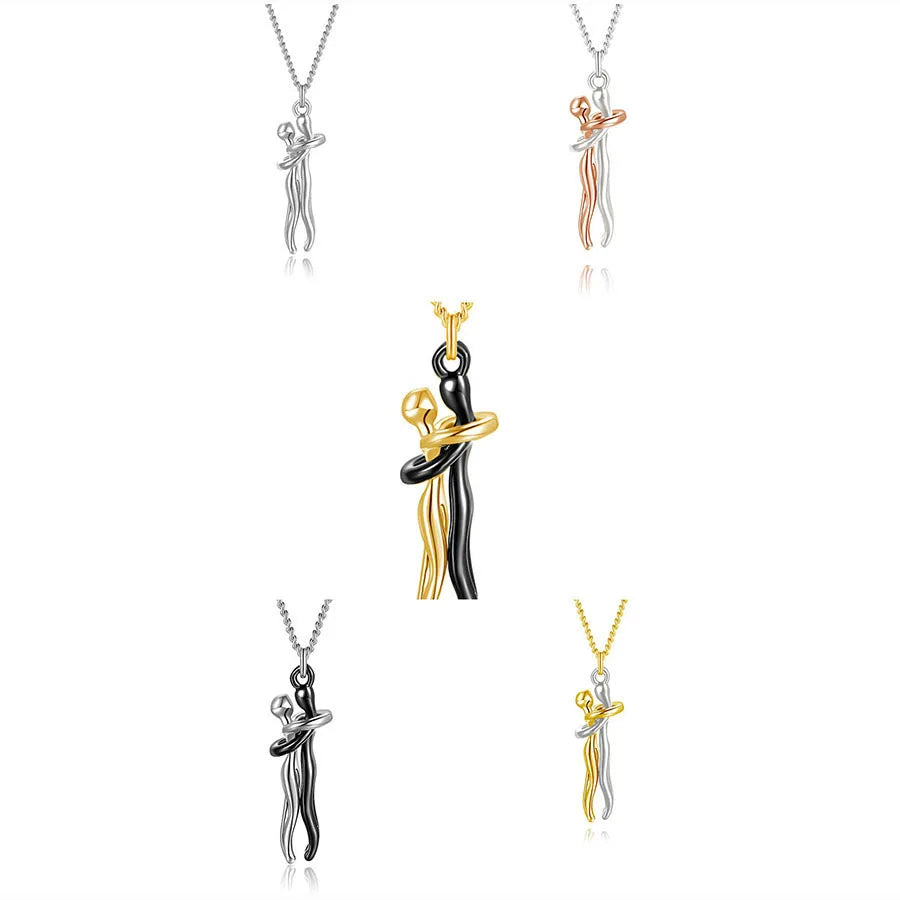 New Creative Couple Embrace Necklace Women's Fashion Collarbone Chain Passionate Couple Necklace Decoration Gift