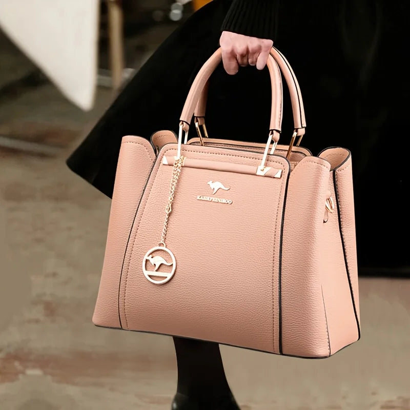 Women's Fashion Black Handbag with Gold Hardware and Detachable Shoulder Strap - High Quality, Lightweight, Elegant Design for Everyday Use, Designer Handbag