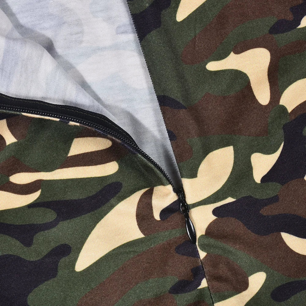 Women Fashion Camouflage Print Skinny Jumpsuits O Neck Sleeveless Slim Casual Streetwear Overalls Club Rompers Fitness Jumpsuit
