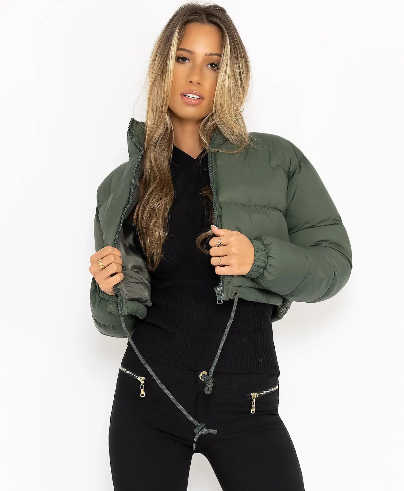 Solid Color Zipper Stand Collar Warm Cotton-Padded Clothes Winter Loose Light Weight Women Coat Fashion Popular Style