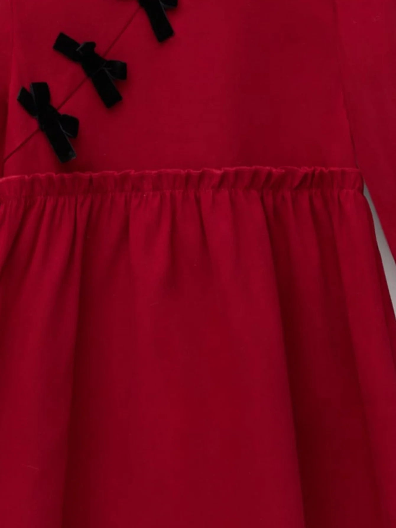 Winter children girls new Chinese dress lotus lace collar fold waist oblique bow buttons red warm elegant festive dress