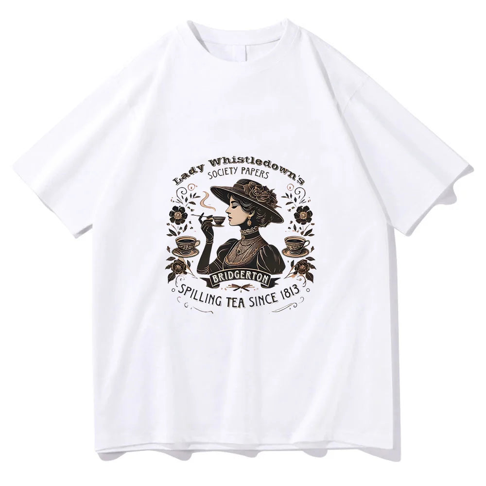 Women Clothing T-shirt TV Lady Whistledown Cotton Casual Tee-shirt O-neck Cotton Tshirt Ropa Mujer Vintage Punk Fashion Clothing