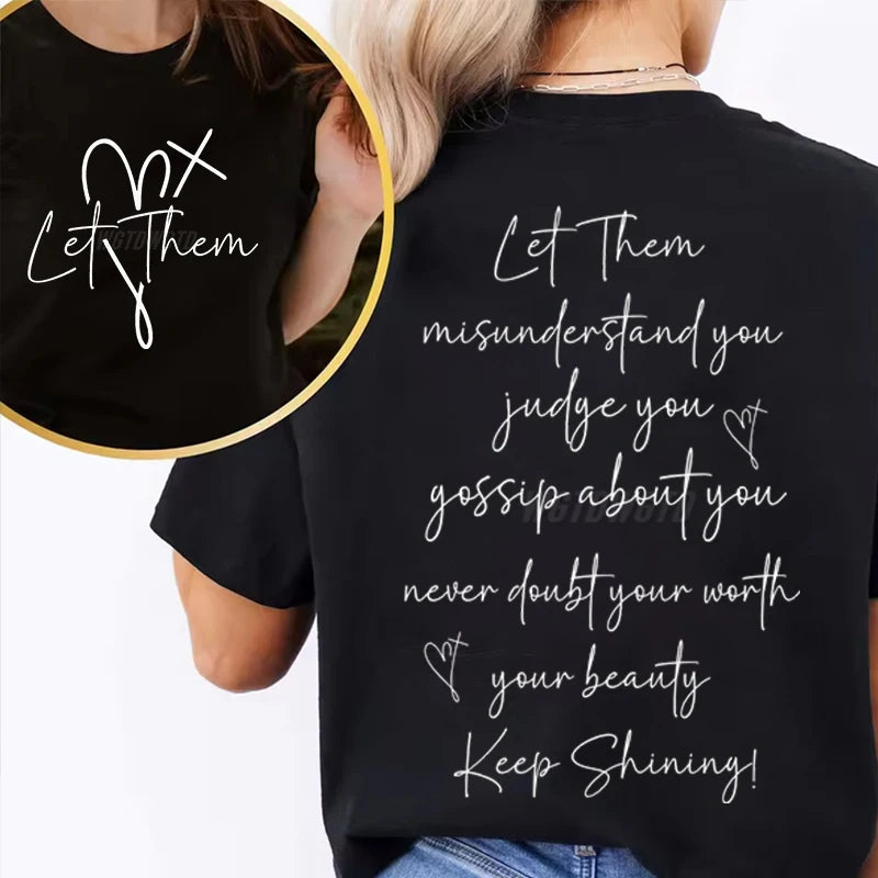 Women's Clothing Let Them Inspirational Quotes Graphic T Shirts Letter Print Fashion Summer Clothes Let Them Positive Quotes Top