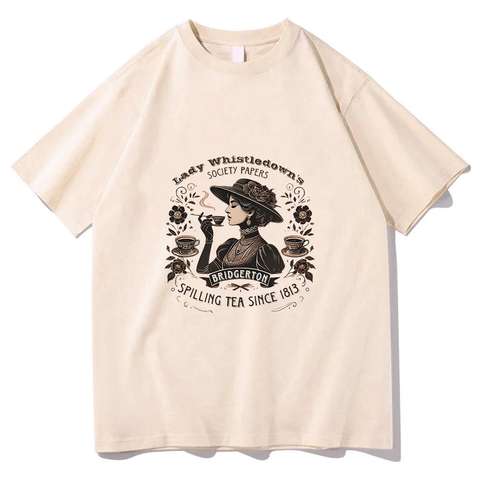 Women Clothing T-shirt TV Lady Whistledown Cotton Casual Tee-shirt O-neck Cotton Tshirt Ropa Mujer Vintage Punk Fashion Clothing