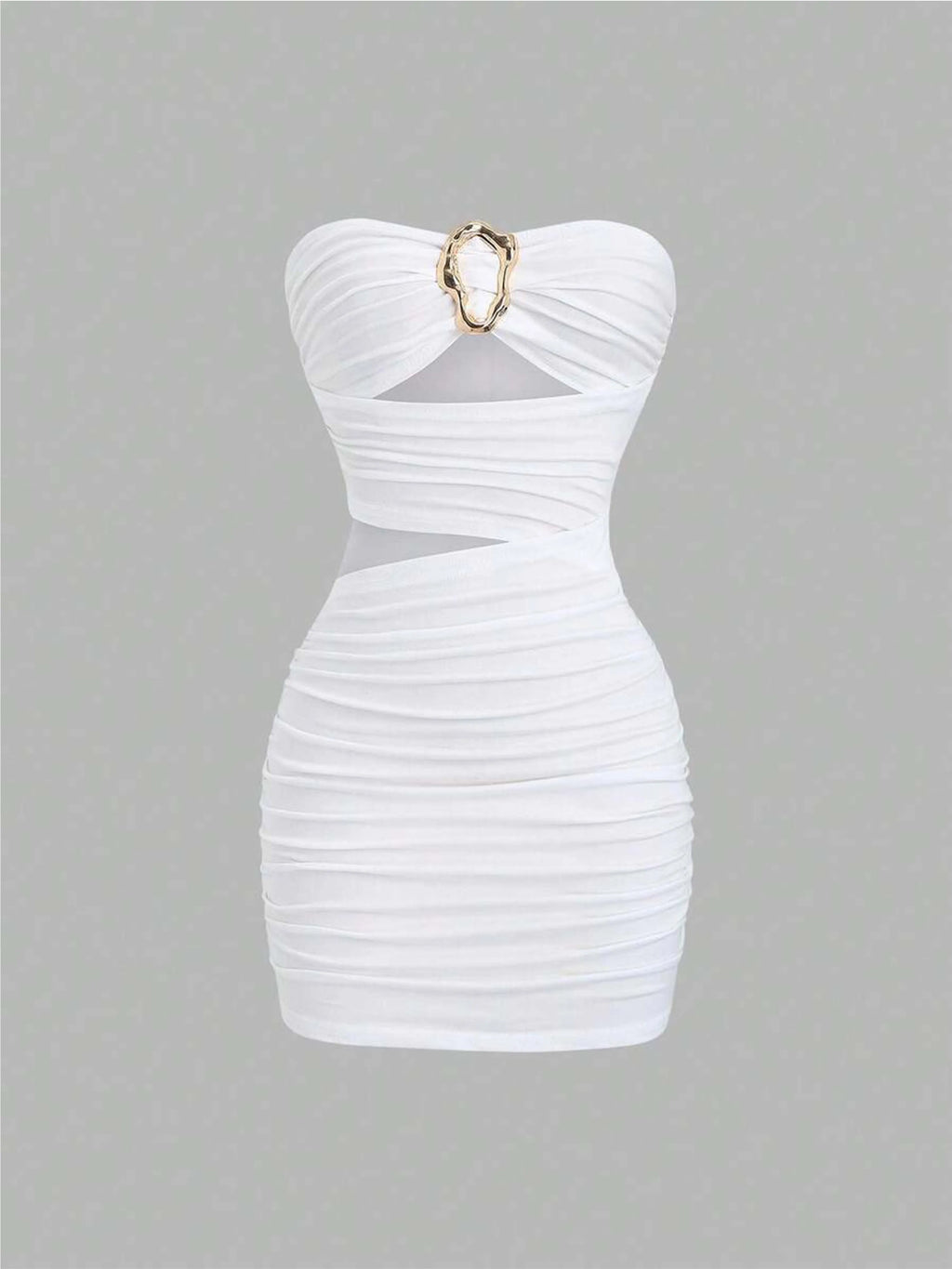 Women's Sexy Slim-Fit Strapless Bustier Mini Dress with Metal Buckle