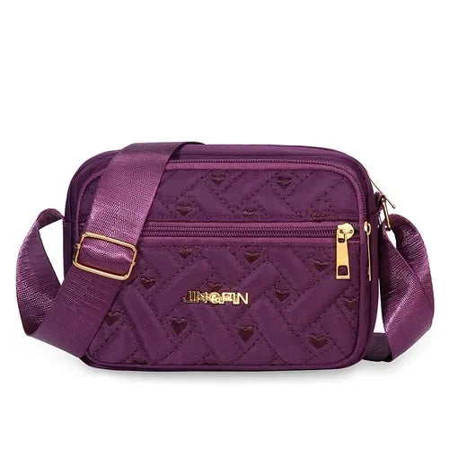 2024 New Fashion Embroidery Women Nylon Square Handbags Lady's Shoulder Cross Body Female Casual Women's Zipper Handbag