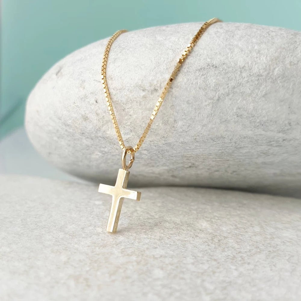 Cross chain pendant minimalist Christian necklace elegant yet casual pendant necklace box chain gift for her
