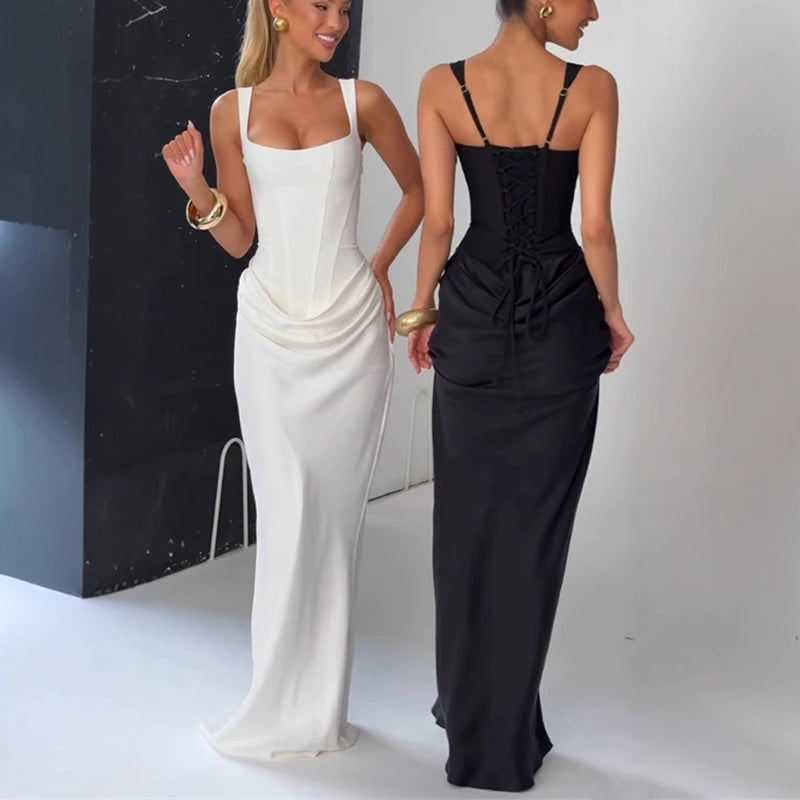 Women's Dress Black Fashionable Backless Bodycon Dress Women Slim Long Gown 2026 New Elegant Chic Lady Evening Party Vestidos