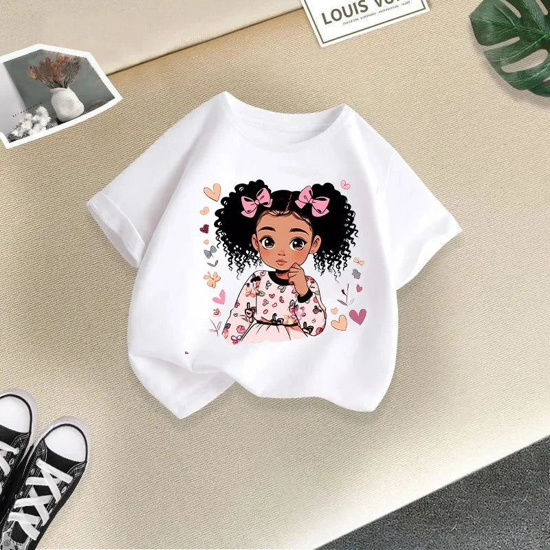 Children's Clothing,short Sleeves for Girls,2025 Summer New Girls' T-shirts,pure Cotton Fashionable Printed Children's Top Trend