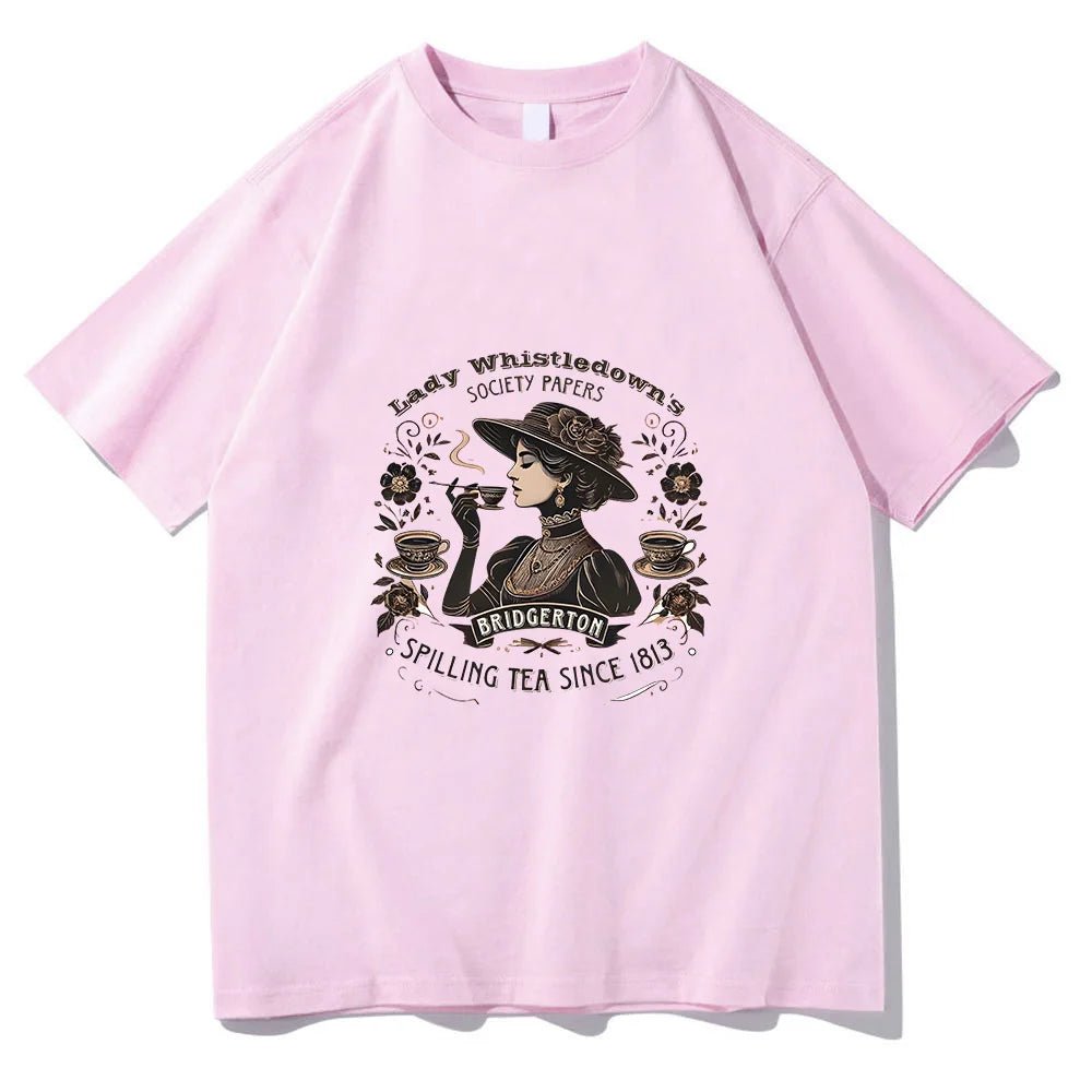 Women Clothing T-shirt TV Lady Whistledown Cotton Casual Tee-shirt O-neck Cotton Tshirt Ropa Mujer Vintage Punk Fashion Clothing