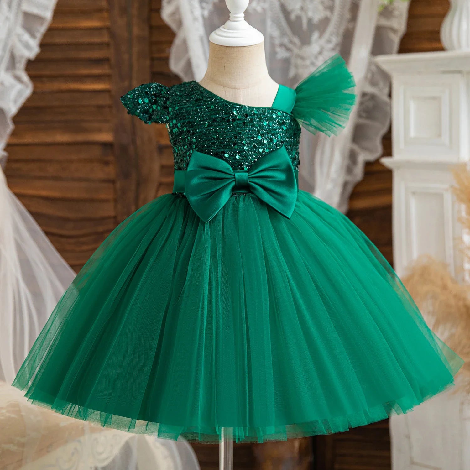 Baby Girls 1st Birthday Baptism Dress Princess Wedding Kids Party Dresses for Girl Lace Christening 3D Butterfly Mesh Gown
