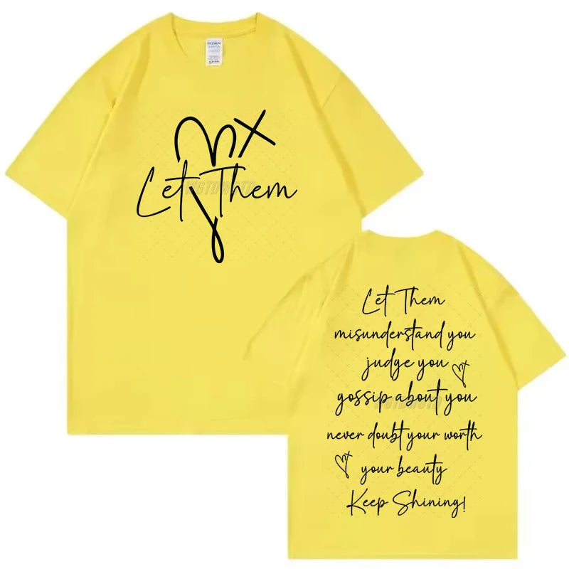 Women's Clothing Let Them Inspirational Quotes Graphic T Shirts Letter Print Fashion Summer Clothes Let Them Positive Quotes Top