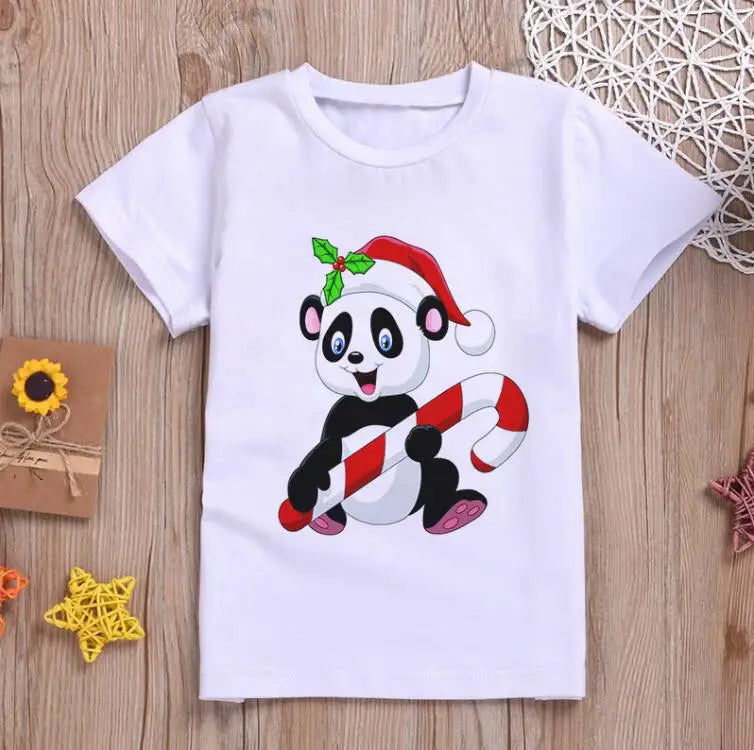 Children Clothing Cartoon T Shirt For Kids Summer Top Tees Boys Girls Novelty Panda Sweet Tshirt O-neck Unisex